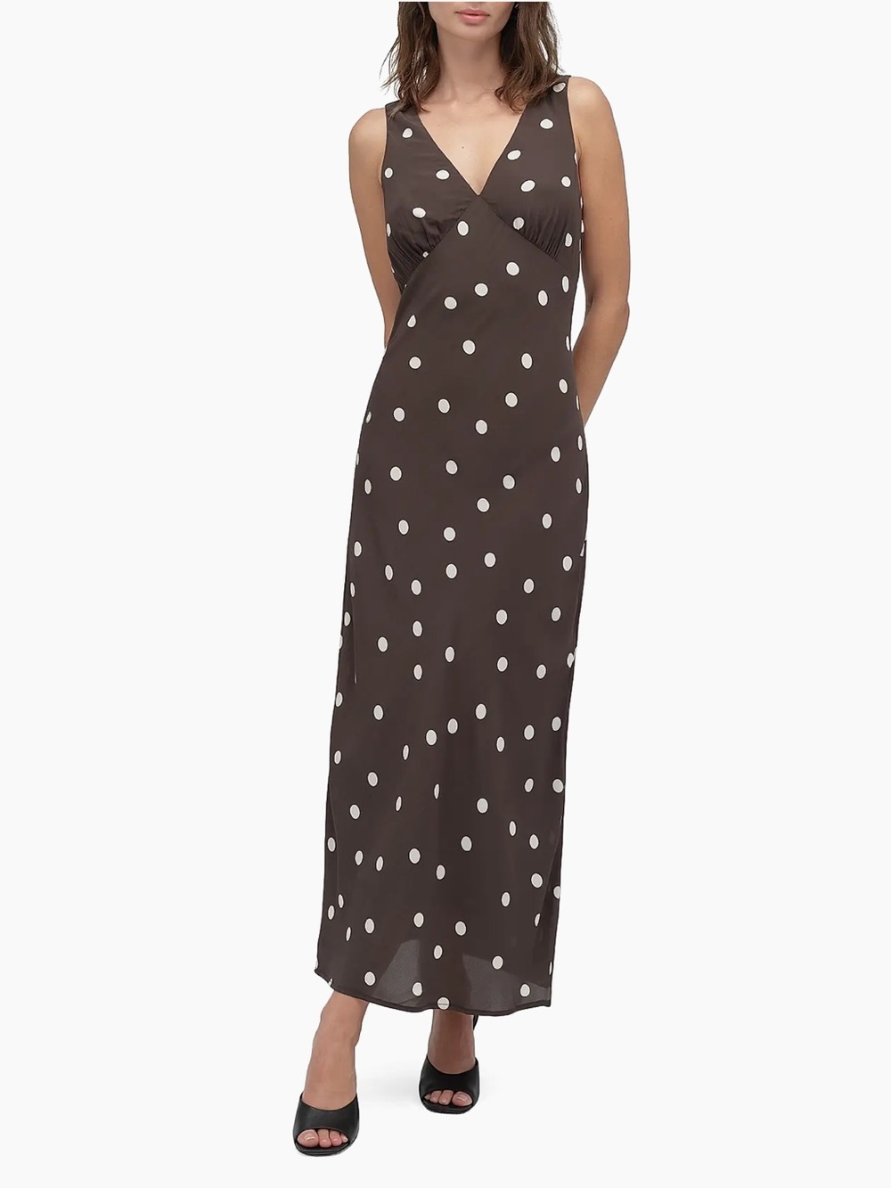 Favorite Daughter Brown Maxi Dress with White Polka Dots